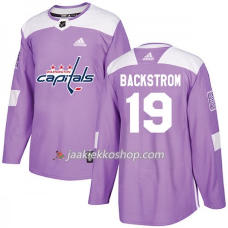 Miehille NHL Washington Capitals Pelipaita Nicklas Backstrom 19 Adidas 2017-2018 Violetti Fights Cancer Practice Authentic